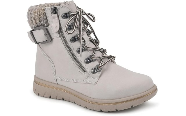  Women’s Hearty Cushioned Lace-Up City Hiker Ankle Boot, Winter White, 8