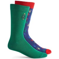 Club Room Men’s 2-Pack Christmas Crew Socks, Green/Blue