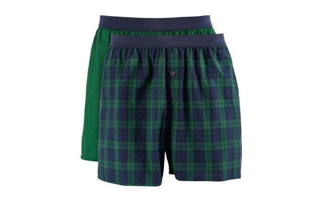  Men’s 2-pk. Patterned & Solid Boxer Shorts, Rick Evergreen, Medium