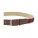  Men’s Canvas Ribbon Overlay Belt with Faux-Leather Trim, Navy, M