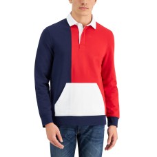 Club Room Men’s Colorblocked Rugby Shirt, Red, S