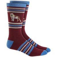 Club Room Men’s Holiday Bulldog & Stripes Crew Socks, Burgundy