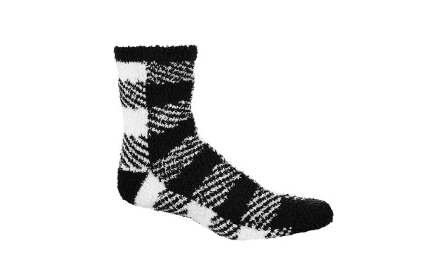  Mens Holiday Half Calf Socks, Black/White, OS