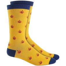 Club Room Men’s Holiday Jack O’Lantern Crew Socks, Yellow