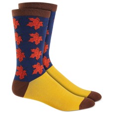 Club Room Men’s Holiday Maple Leaves Crew Socks, Yellow/Brown