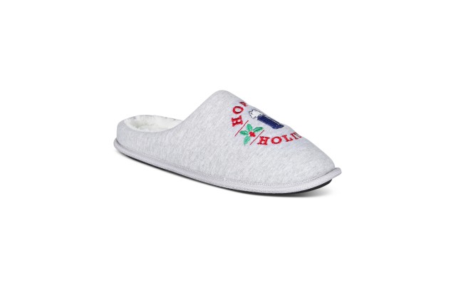  Mens Holiday Slippers, Light Grey, Medium