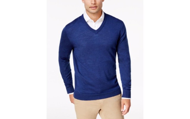  Men’s Quarter-Zip Merino Wool Blend Sweater, Crew Blue, 3X-Large