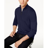 Club Room Men’s Quarter-Zip Merino Wool Blend Sweater (Navy, S)