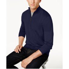 Club Room Men’s Quarter-Zip Merino Wool Blend Sweater (Navy, S)