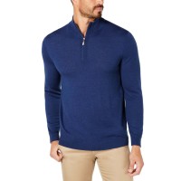 Club Room Men’s Quarter-Zip Merino Wool Blend Sweater, Navy, XX-Large