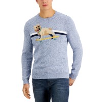 Club Room Men’s Skateboard Dog Sweater, Blue Heather, X-Large