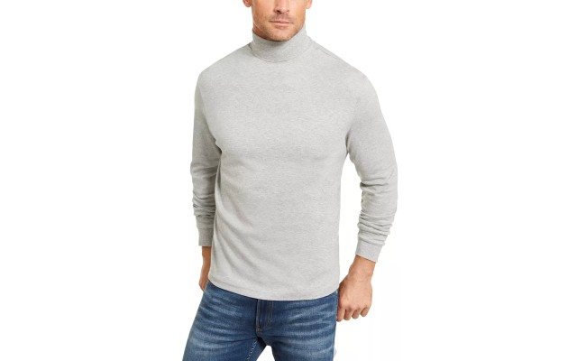  Mens Solid Turtleneck Shirts, Grey Heather, Medium