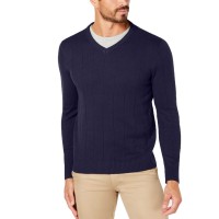 Club Room Men’s Textured V-Neck Sweaters, Navy, XX-Large
