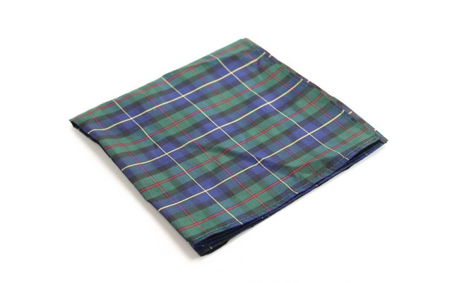  Tartan Basic Plaid Men’s Pocket Square Silk (Green, One Size)