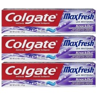 Colgate Max Fresh Toothpaste – KnockOut – With Odor Neutralizing Technology – Net Wt. 6 OZ (170 g) Per Tube – Pack of 3 Tubes