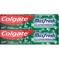 Colgate Max Fresh with Whitening Toothpaste with Mini Breath Strips, Clean Mint Toothpaste for Bad Breath, 6.3 Oz Tube. 2 Pack