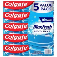 Colgate Max Fresh with Whitening Breath Strips, Cool Mint, 5-Pack 7.3 Ounces