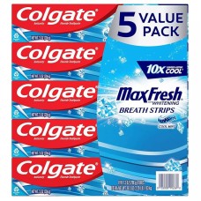 Colgate Max Fresh with Whitening Breath Strips, Cool Mint, 5-Pack 7.3 Ounces