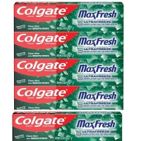 Colgate Max Fresh with Whitening Toothpaste with Mini Breath Strips, Clean Mint Toothpaste for Bad Breath, 6.3 Oz Tube. 5 Pack