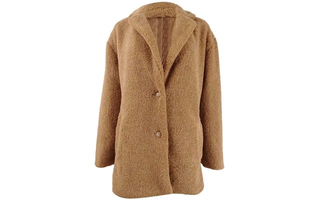  Juniors Faux-Fur Coats, Camel, Medium
