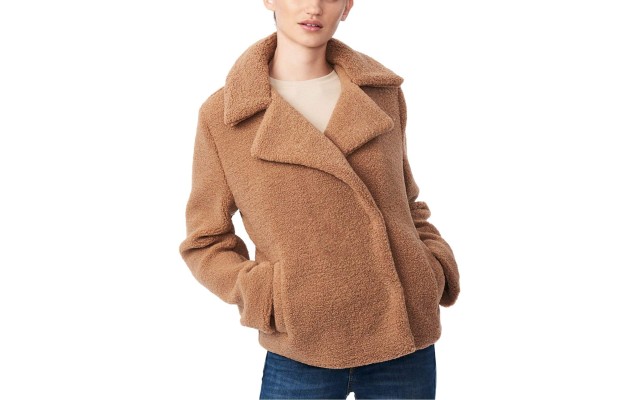  Juniors’ Faux-Fur Teddy Coat, Brown, X-Large