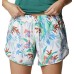  Womens Plus Size Bogata Bay Printed Stretch Shorts, White Magnolia Print, 3X