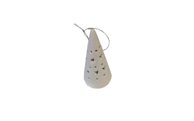 Cone Star Pattern Christmas Ornament – White