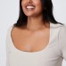  Curve Quinn Square Neck Long Sleeve Top, Taupe, 12