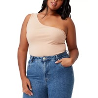Cotton On Womens Trendy Plus Size Zinny One Shoulder Tops, Sandy Pink, 18