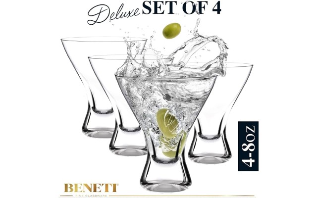 Craft Cocktail Set of 4 Stemless Martini Glasses