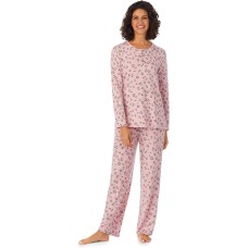 Cuddl Duds Brushed Sweater Knit Long Sleeve Henley Top 2-Pc Pajama Set, Pink, X-Large