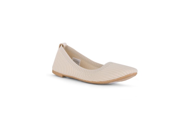  Hope Slip On Stretch Knit Flat Women’s Shoes, Beige, 6.5