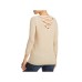  Womens Lace-Up Sweater Top, Beige, Small
