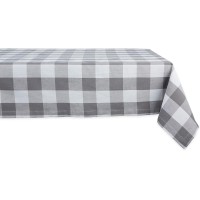 Design Imports Buffalo Check Tablecloth, 60″ x 84″,  Gray/White