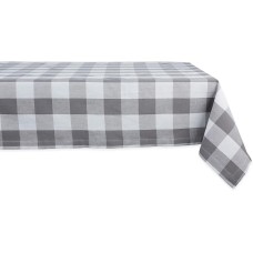 Design Imports Buffalo Check Tablecloth, 60″ x 84″,  Gray/White