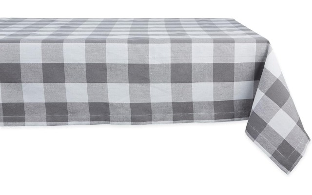  Buffalo Check Tablecloth, 60″ x 84″,  Gray/White