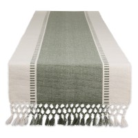 Design Imports Dobby Stripe Table Runner, 13″ x 108″, Artichoke Green