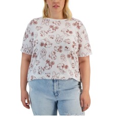 Disney Trendy Plus Size Mickey Printed Crewneck T-Shirt – White, 2X