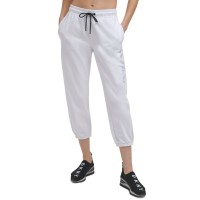 Dkny Sport Women’s Cotton Embellished Logo Jogger Pants, White, X-Large