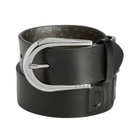 DKNY Women’s Puffed Logo Pant Belt, Black, X-Large
