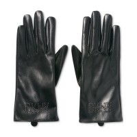 DKNY Women’s Studded Logo Faux-Leather Gloves – Black, M