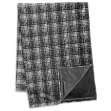 Drew & Jonathan Home Plaid Faux Fur Throw, Charcoal, 50″x70″