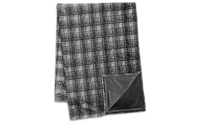 Drew & Jonathan Home Plaid Faux Fur Throw, Charcoal, 50″x70″