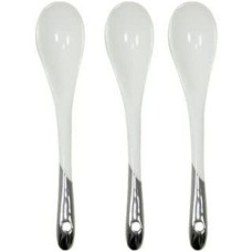 Dwell Studio Marais Platinum Spoons, Set of 3, Silver/White