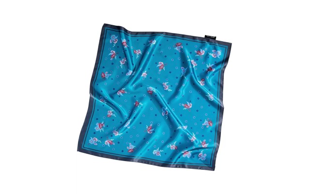  Womens Colorful Ditsy Floral Square Scarf, Blue