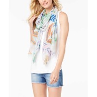 Echo Coastal Palm Scarf (White, One Size)