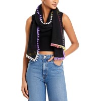 Echo Gumball Pompom Wrap Scarf, Black