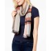  Opposing Plaids Cotton Scarf (Beige)