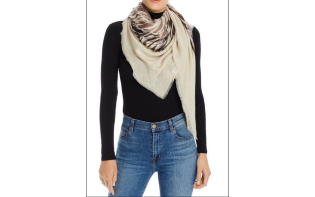 Echo Wavy Lines Patch Scarf, Natural
