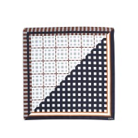 Echo Womens Patchwork Plaid Silk Neckerchief, Black, 21×21